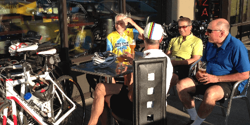 Bike Riders Enjoying Growler Guys in Portalnd